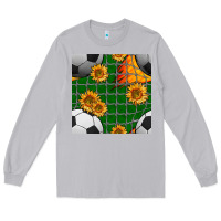 Moon Dust soccer balls and sunflowers with goal nets seamless pattern Long Sleeve Tee - BundleAndBundleShop