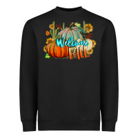 Black Welcome Fall Pumpkins Heavyweight Sweatshirt - BundleAndBundleShop