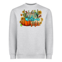 Heather Grey Welcome Fall Pumpkins Heavyweight Sweatshirt - BundleAndBundleShop
