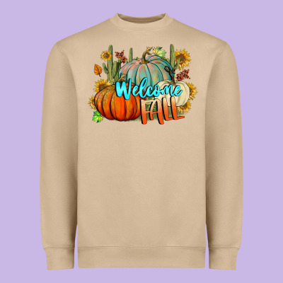Welcome Fall Pumpkins Heavyweight Sweatshirt Designed By Bundleandbundleshop