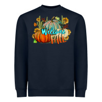 Navy Welcome Fall Pumpkins Heavyweight Sweatshirt - BundleAndBundleShop