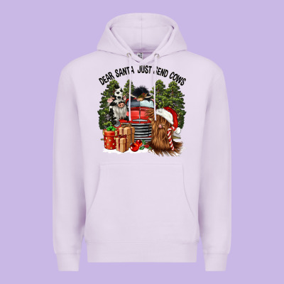 Dear Santa Just Send Cows Premium Hoodie Designed By Cowgirlartshop