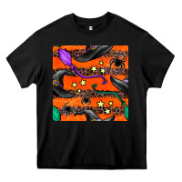 Black halloween witch hats leopard seamless pattern Heavy Core Tee - BundleAndBundleShop