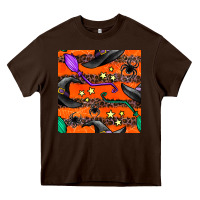 Chocolate Brown halloween witch hats leopard seamless pattern Heavy Core Tee - BundleAndBundleShop