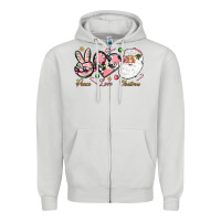 Dove Grey Peace love pink Christmas Zipper Hoodie - NancyCooperArtShop