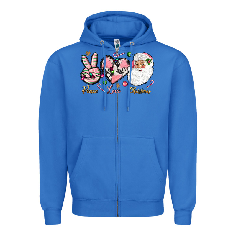 Peace Love Pink Christmas Zipper Hoodie by NancyCooperArtShop | Teevron