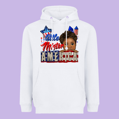 Little Mister America Black Boy Heavyweight Hoodie Designed By Cowgirlartshop