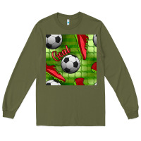 Army Green soccer shoes goal seamless pattern Long Sleeve Tee - BundleAndBundleShop