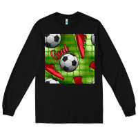 Black soccer shoes goal seamless pattern Long Sleeve Tee - BundleAndBundleShop
