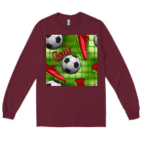 Burgundy soccer shoes goal seamless pattern Long Sleeve Tee - BundleAndBundleShop