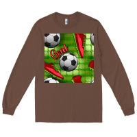 Chestnut soccer shoes goal seamless pattern Long Sleeve Tee - BundleAndBundleShop