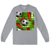 Heather Grey soccer shoes goal seamless pattern Long Sleeve Tee - BundleAndBundleShop