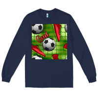 Navy soccer shoes goal seamless pattern Long Sleeve Tee - BundleAndBundleShop