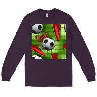 Plum soccer shoes goal seamless pattern Long Sleeve Tee - BundleAndBundleShop