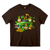 Chocolate Brown st patricks gnomes  with farm truck Heavy Core Tee - AdoDesignShop