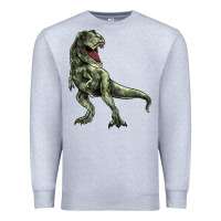 Heather Grey T-rex Premium Sweatshirt - HowdyJamesFarm