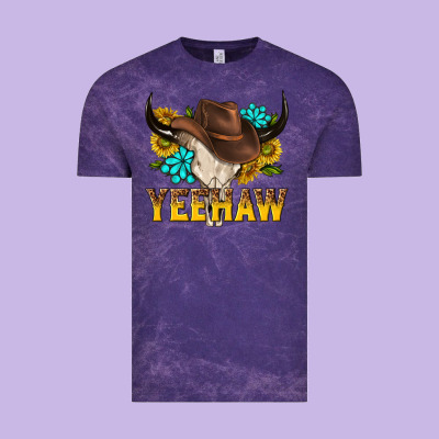 Yeehaw Bull Skull Vintage Tee Designed By Nancycooperartshop