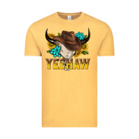 Vintage Mustard yeehaw bull skull Vintage Tee - NancyCooperArtShop