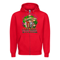 Red Feliz Navidad gnome Zipper Hoodie - NancyCooperArtShop