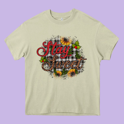 Stay Sweet Wood Slice Ornament Heavy Core Tee Designed By Jahusdesignshop