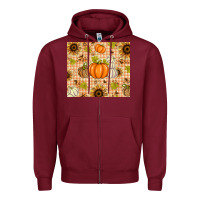 Burgundy Fall Pumpkins and Sunflowers with Leopard Zipper Hoodie - texasbilliewilder