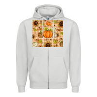 Dove Grey Fall Pumpkins and Sunflowers with Leopard Zipper Hoodie - texasbilliewilder