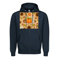 Navy Fall Pumpkins and Sunflowers with Leopard Zipper Hoodie - texasbilliewilder