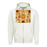 Oatmeal Heather Fall Pumpkins and Sunflowers with Leopard Zipper Hoodie - texasbilliewilder