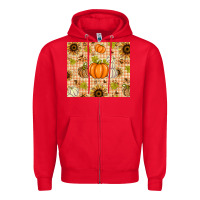 Red Fall Pumpkins and Sunflowers with Leopard Zipper Hoodie - texasbilliewilder