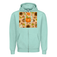 Seafoam Fall Pumpkins and Sunflowers with Leopard Zipper Hoodie - texasbilliewilder