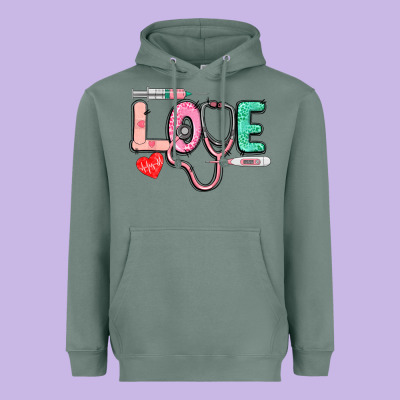 Love Nursing Heavyweight Hoodie Designed By Cowgirlartshop