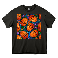 Asphalt halloween pumpkin and candy seamless pattern Heavy Core Tee - BundleAndBundleShop