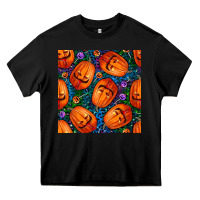 Black halloween pumpkin and candy seamless pattern Heavy Core Tee - BundleAndBundleShop