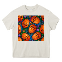 Cream halloween pumpkin and candy seamless pattern Heavy Core Tee - BundleAndBundleShop