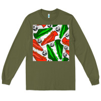 Army Green soccer shoes seamless pattern Long Sleeve Tee - BundleAndBundleShop