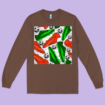 Soccer Shoes Seamless Pattern Long Sleeve Tee Designed By Bundleandbundleshop