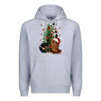 Heather Grey heifer cow gnomies christmas tree Premium Hoodie - CowGirlArtShop
