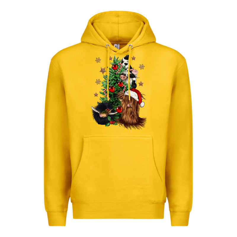 Heifer Cow Gnomies Christmas Tree Premium Hoodie by CowGirlArtShop | Teevron