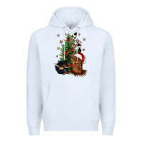 White heifer cow gnomies christmas tree Premium Hoodie - CowGirlArtShop
