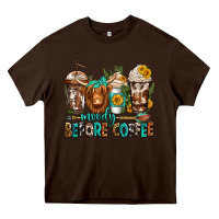 Chocolate Brown moody before coffee longhaired cow coffee Heavy Core Tee - Jasminsmagicworld