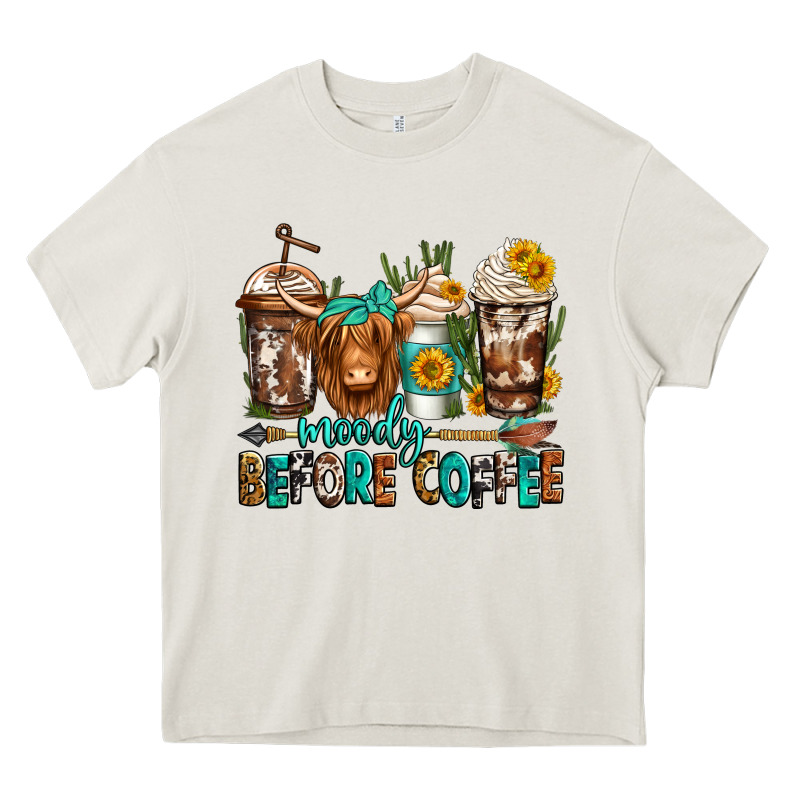 Moody Before Coffee Longhaired Cow Coffee Heavy Core Tee by Jasminsmagicworld | Teevron