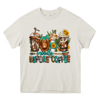 Cream moody before coffee longhaired cow coffee Heavy Core Tee - Jasminsmagicworld
