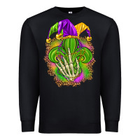 Black Mardi Gras with skeleton hand Premium Sweatshirt - HowdyJamesFarm