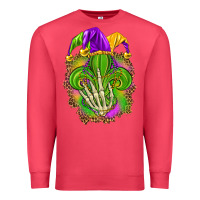 Cardinal Mardi Gras with skeleton hand Premium Sweatshirt - HowdyJamesFarm