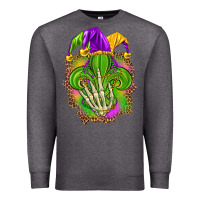 Charcoal Heather Mardi Gras with skeleton hand Premium Sweatshirt - HowdyJamesFarm