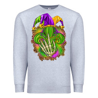 Heather Grey Mardi Gras with skeleton hand Premium Sweatshirt - HowdyJamesFarm