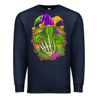 Navy Mardi Gras with skeleton hand Premium Sweatshirt - HowdyJamesFarm