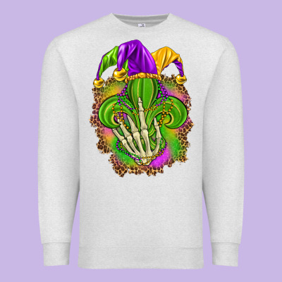 Mardi Gras With Skeleton Hand Premium Sweatshirt Designed By Howdyjamesfarm