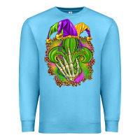 Ocean Blue Mardi Gras with skeleton hand Premium Sweatshirt - HowdyJamesFarm