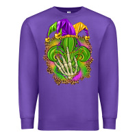 Purple Mardi Gras with skeleton hand Premium Sweatshirt - HowdyJamesFarm